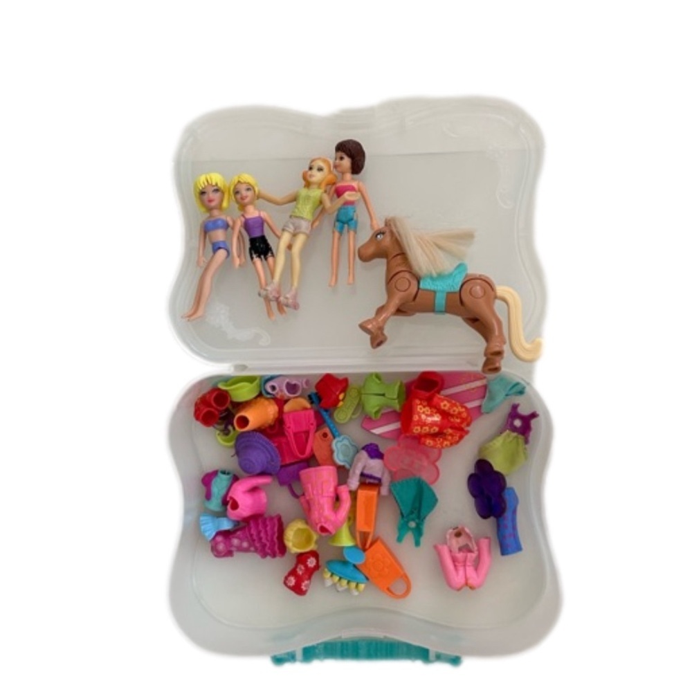 Polly Pocket Mixed Lot 3.5” Dolls Horse Clothing Accessories 51 pcs